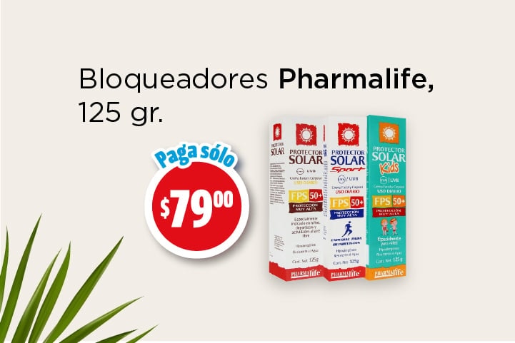 bloqueadores pharmalife $79 pesos